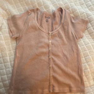 brandy melville pink button T-shirt